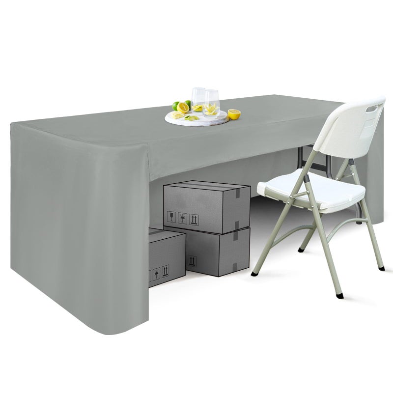 ABCCANOPY 6 FT Rectangle Tablecloth Table Cover for Rectangular Tables Washable Polyester Banquet Buffet Parties Holiday Dinner Wedding Meeting Gray - Image 1